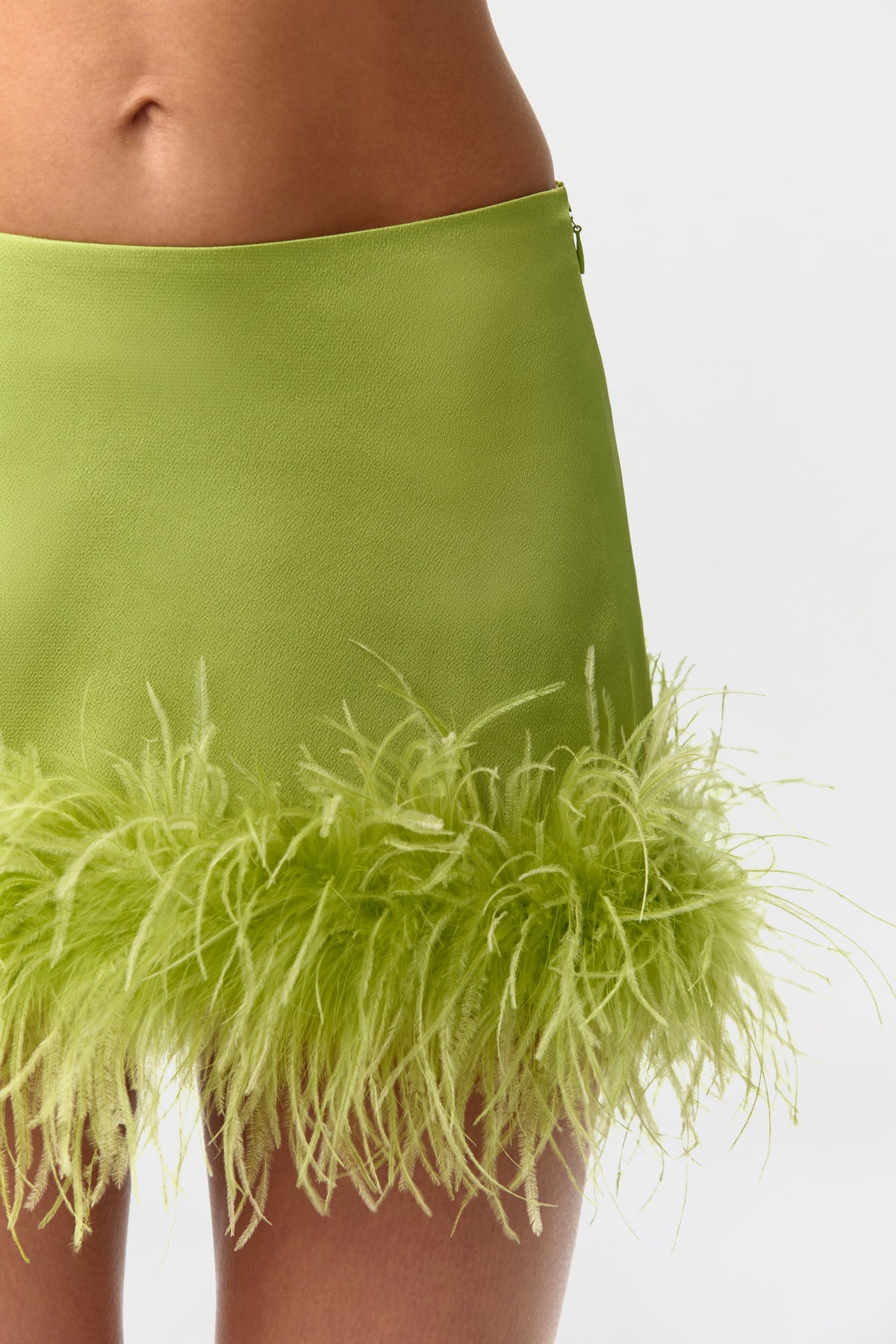 Satin Feather Mini Skirt