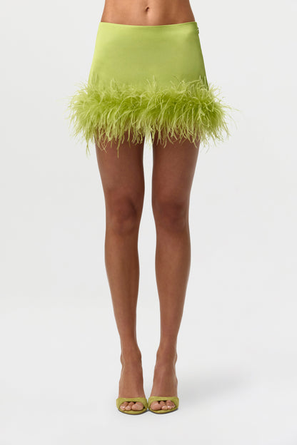 Satin Feather Mini Skirt