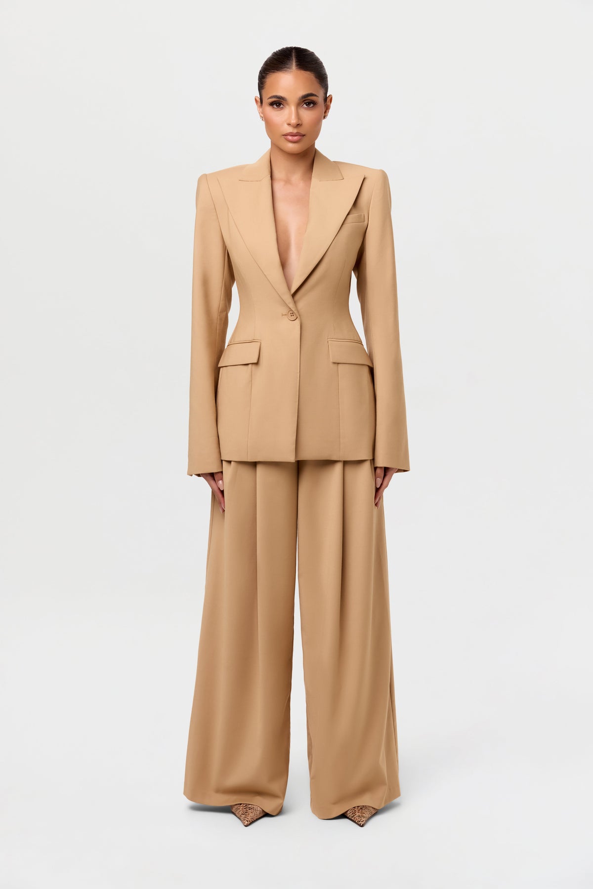 Suiting Pleated Wide-Leg Pant
