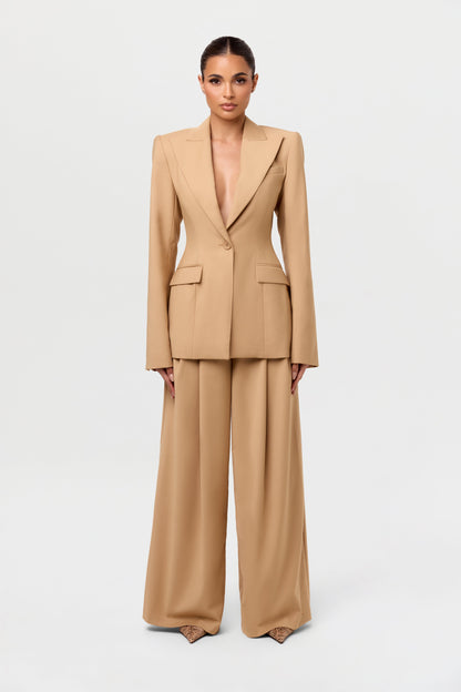 Suiting Pleated Wide-Leg Pant