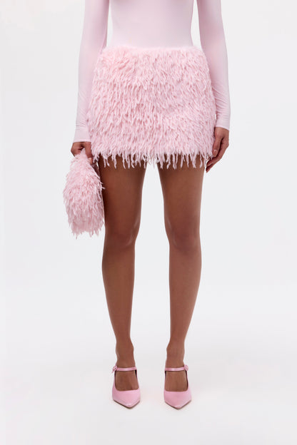 Faux Feather Mini Skirt
