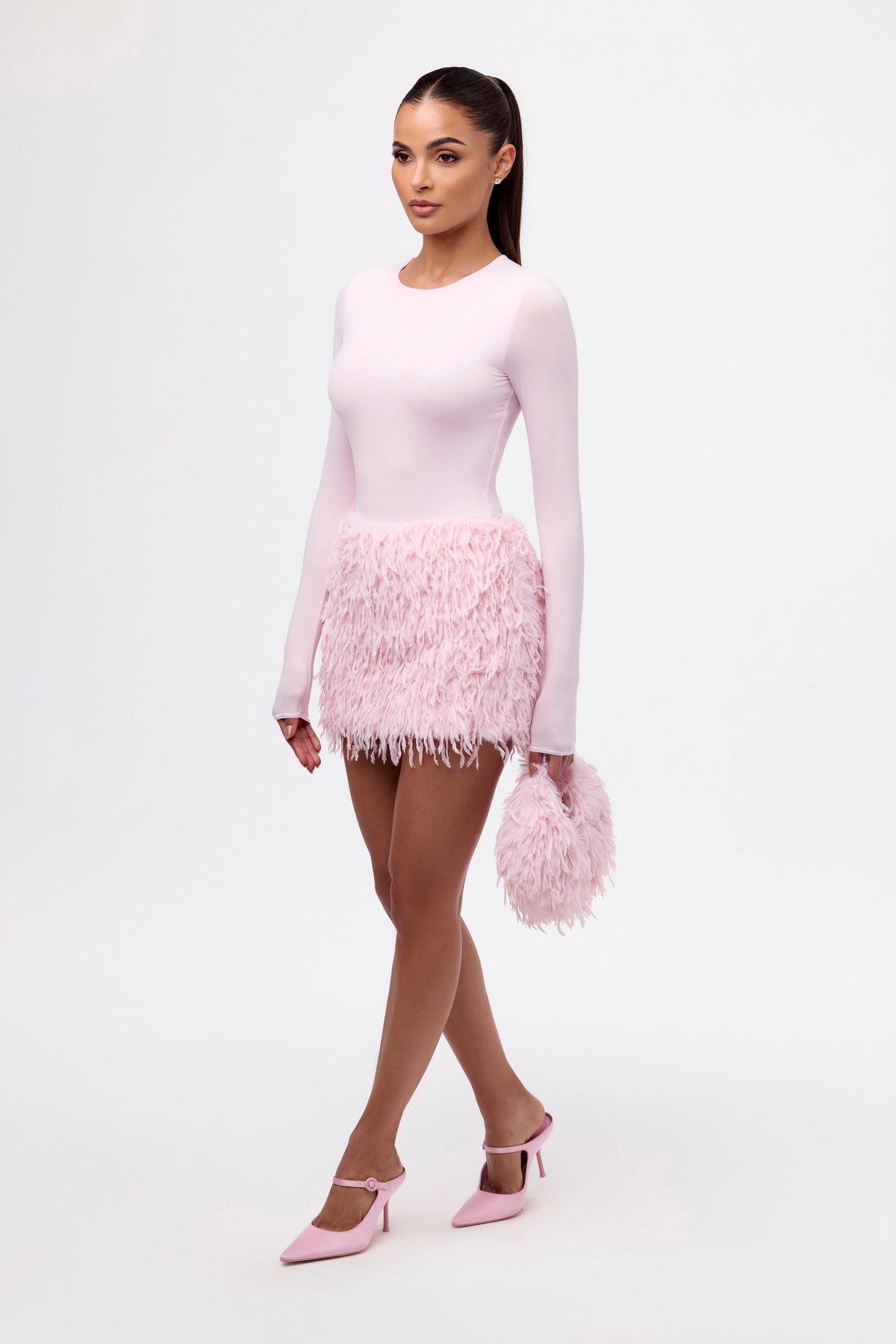 Faux Feather Mini Skirt