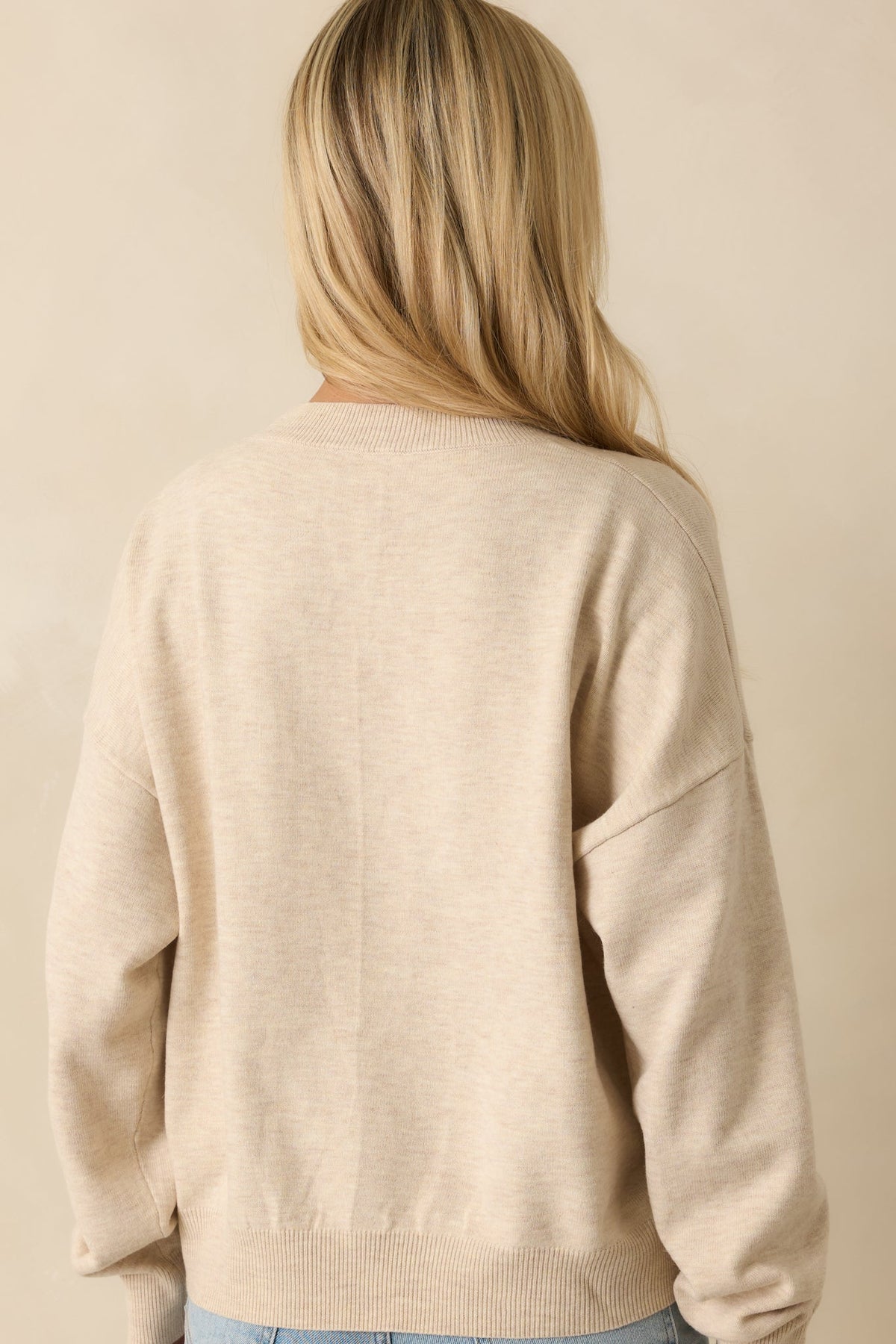 Sips After Slopes Heathered Oatmeal Après Ski Crewneck Sweater