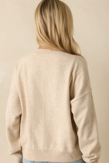 Sips After Slopes Heathered Oatmeal Après Ski Crewneck Sweater