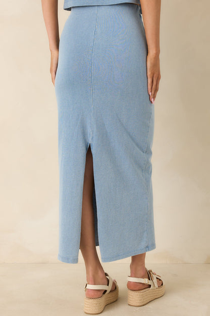 Z Supply Gail Ocean Air Indigo Cotton Jersey Midi Skirt