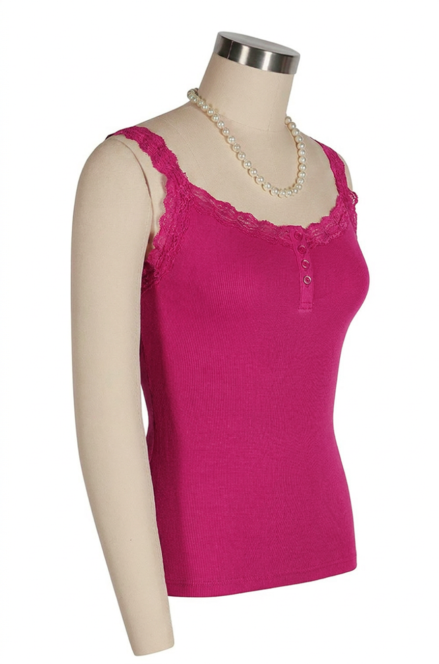 D'Amour Button Up Follies Singlet (Raspberry)