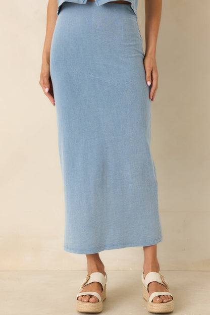 Z Supply Gail Ocean Air Indigo Cotton Jersey Midi Skirt