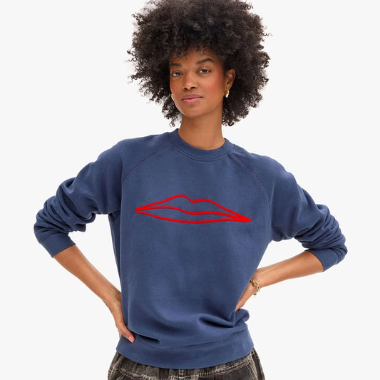 Clare V. Flocked Surrealisme Lips Sweatshirt