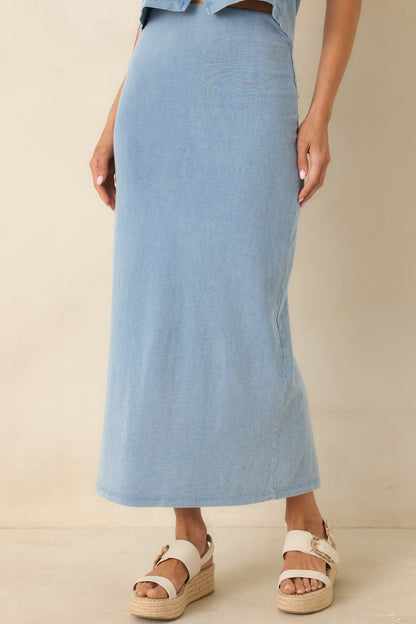 Z Supply Gail Ocean Air Indigo Cotton Jersey Midi Skirt