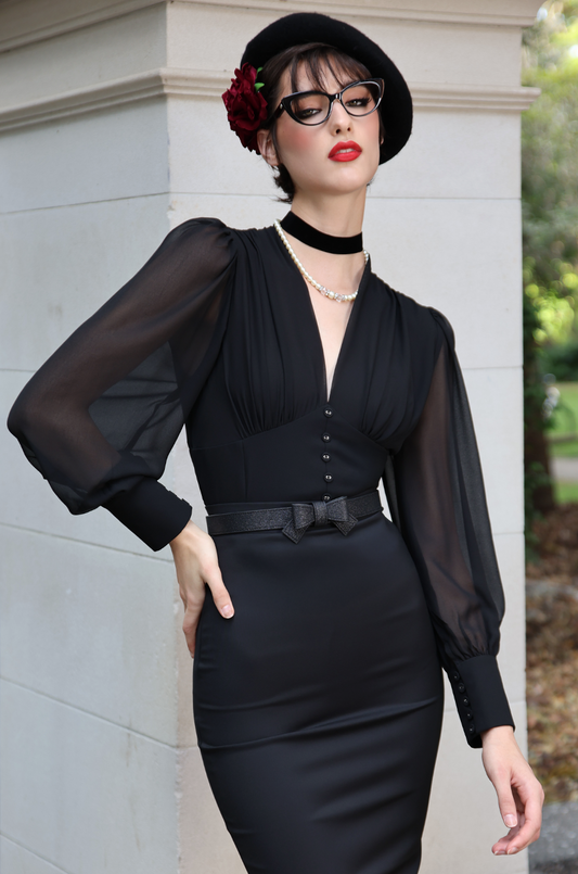 Belle Boheme Georgette Blouse (Black)