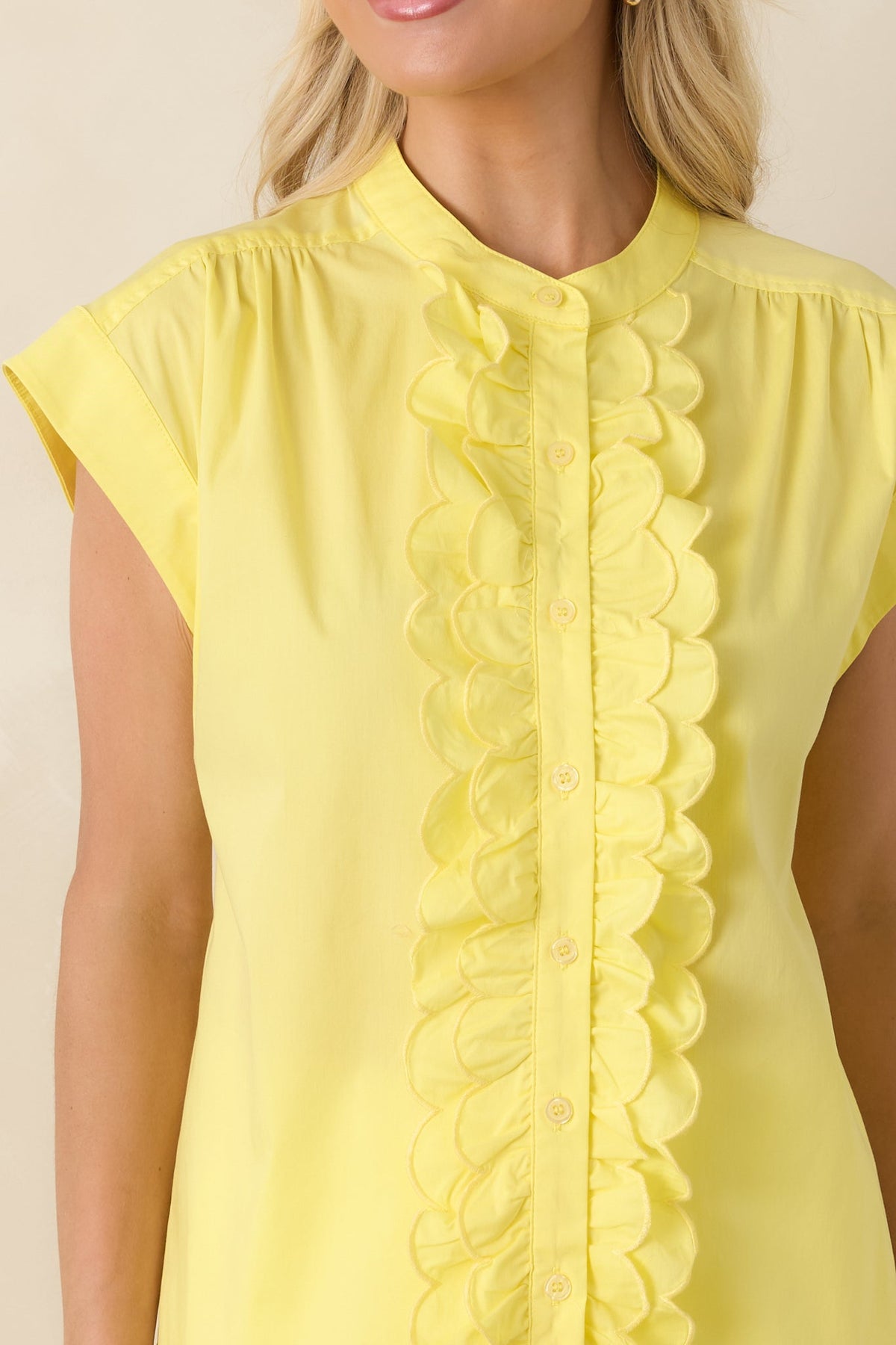 You Brighten My Day Yellow Scalloped Ruffle Top