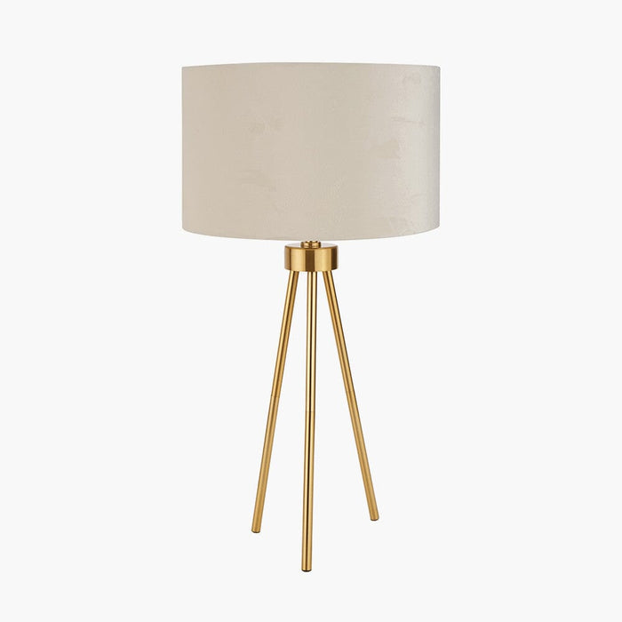 Akira Gold Tripod Table Lamp with Ivory Shade Lighting