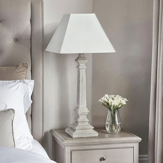 Alnwick Wooden Table Lamp with Neutral Shade Lighting