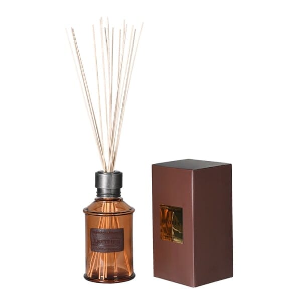 Amber Tinted Glass Leather Large Reed Diffuser Fragrance