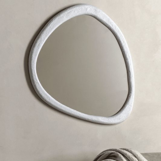 Amina White Concrete Effect Abstract Pebble Mirror Accessories