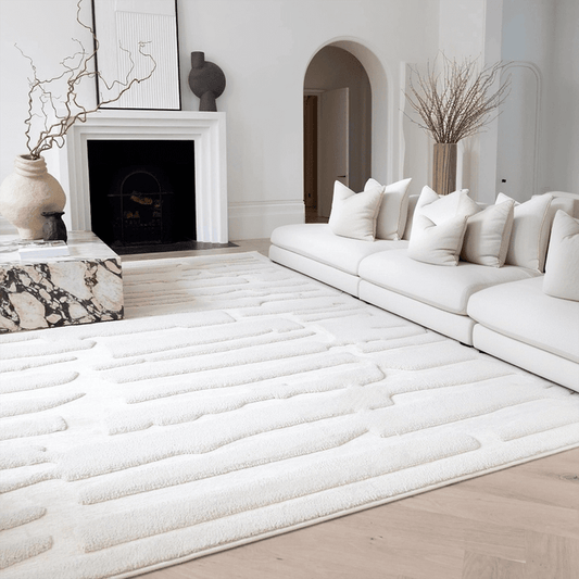 Amore Ivory Textured Abstract Rug Textiles