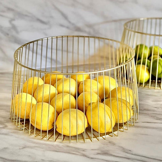 Aubree Matte Gold Large Wire Bowl Accessories