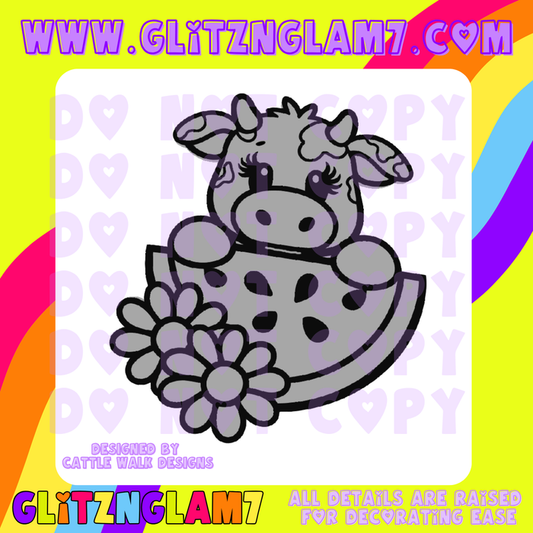 Baby Cow with Watermelon Silicone Mold