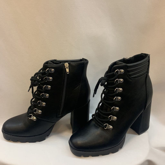 Boots Lace Up Block Heel