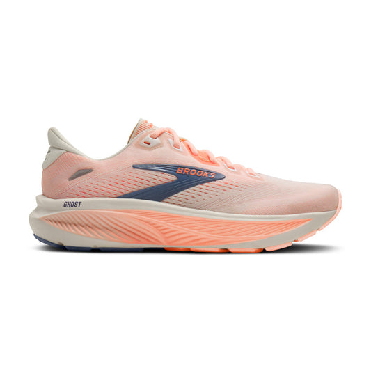 Brooks Women's Ghost 18 Footwear Brooks Star White/Cyber Peach/Grey-161 5.5 Medium-B