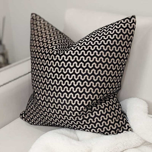 Darla Black & Cream Patterned Cushion - 56 x 56cm Textiles
