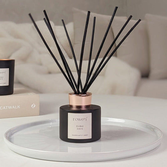 Dubai Days Black & Rose Gold Reed Diffuser - Sandalwood & Amber Fragrance