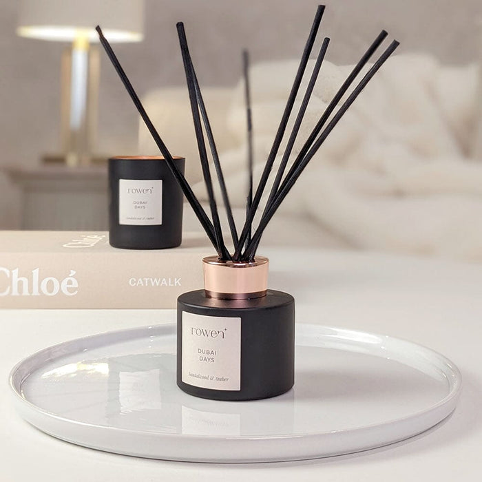 Dubai Days Black & Rose Gold Reed Diffuser - Sandalwood & Amber Fragrance