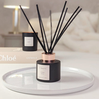 Dubai Days Black & Rose Gold Reed Diffuser - Sandalwood & Amber Fragrance