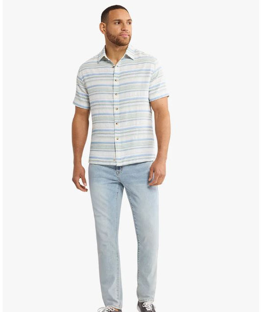 Fair Harbor Men's Oasis Textured Shirt Apparel Fair Harbor Marina Stripe Small