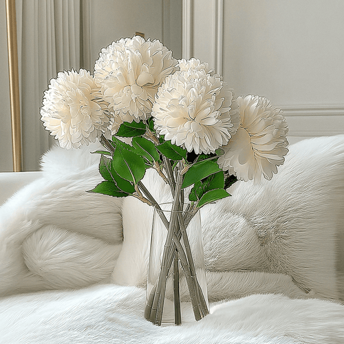 Faux Cream Chrysanthemum Bunch of 6 Florals Accessories