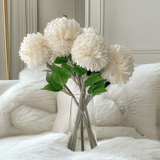 Faux Cream Chrysanthemum Bunch of 6 Florals Accessories