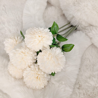Faux Cream Chrysanthemum Bunch of 6 Florals Accessories