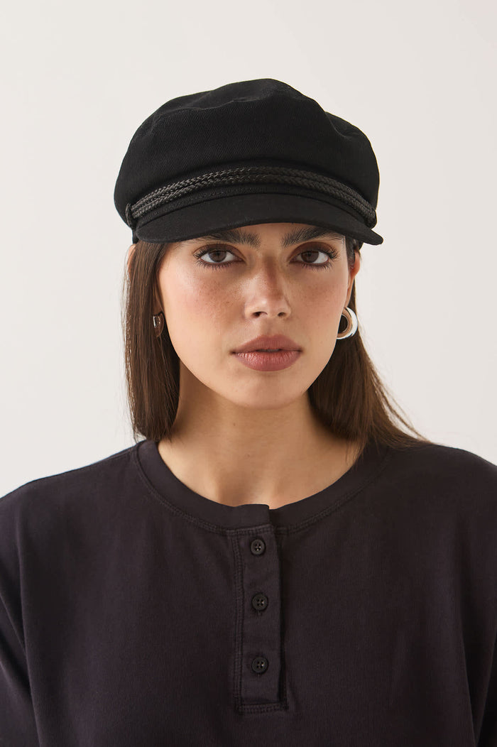 Unisex Fiddler Fisherman Cap in the color Black - Women's Front View