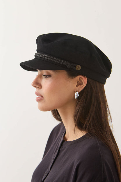 Unisex Fiddler Fisherman Cap in the color Black - Women's Side View