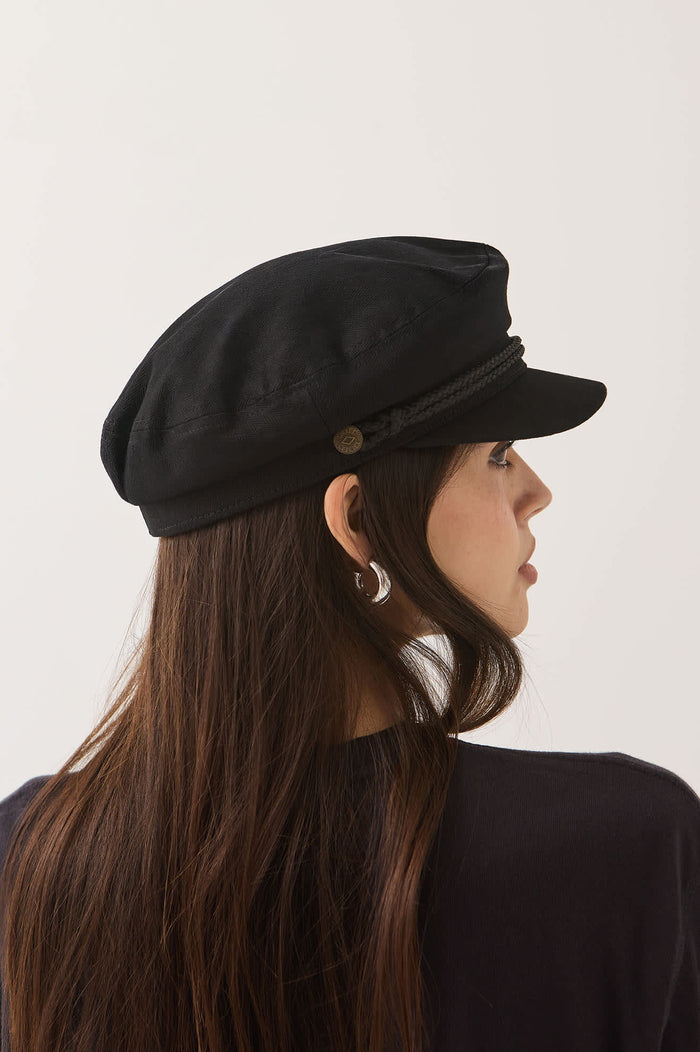 Unisex Fiddler Fisherman Cap in the color Black - Women's Back View