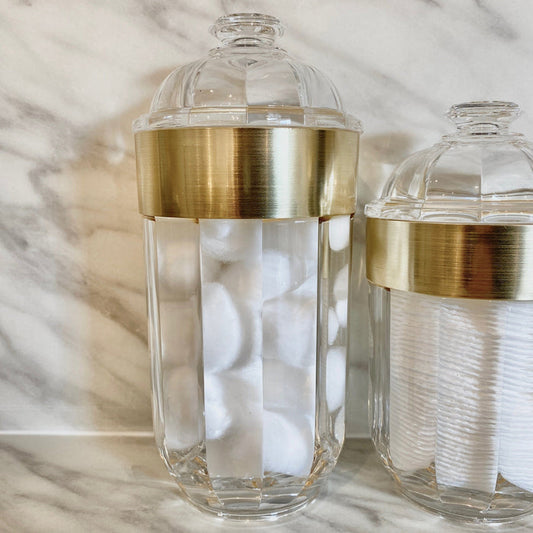 Gianna Large Acrylic Canister with Gold Rim Accessories
