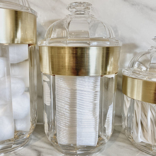 Gianna Medium Acrylic Canister with Gold Rim Accessories