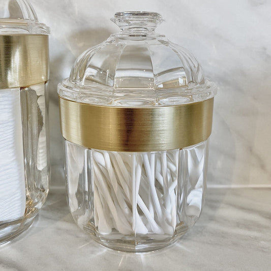 Gianna Small Acrylic Canister with Gold Rim Accessories