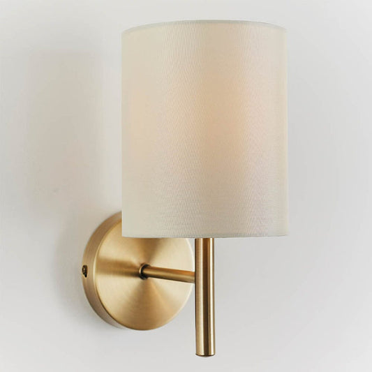 Hadleigh Gold Wall Light with Cream Faux Silk Shade Lighting