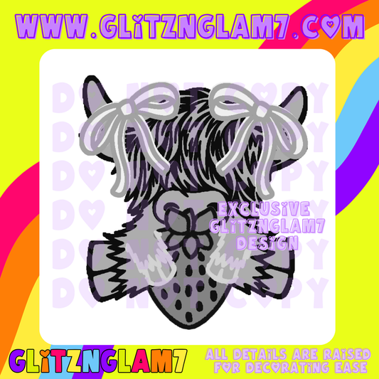 Highland Cow w/ Strawberry & Bows Silicone Mold -GNG7 Exclusive