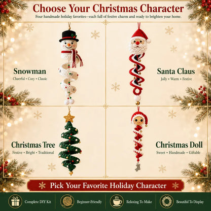 ☃️ Crochet Snowman Spiral Ornament DIY Kit – Beginner-Friendly Christmas Craft Set with Yarn, Crochet Hook & Festive Decorations