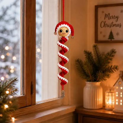 ☃️ Crochet Snowman Spiral Ornament DIY Kit – Beginner-Friendly Christmas Craft Set with Yarn, Crochet Hook & Festive Decorations