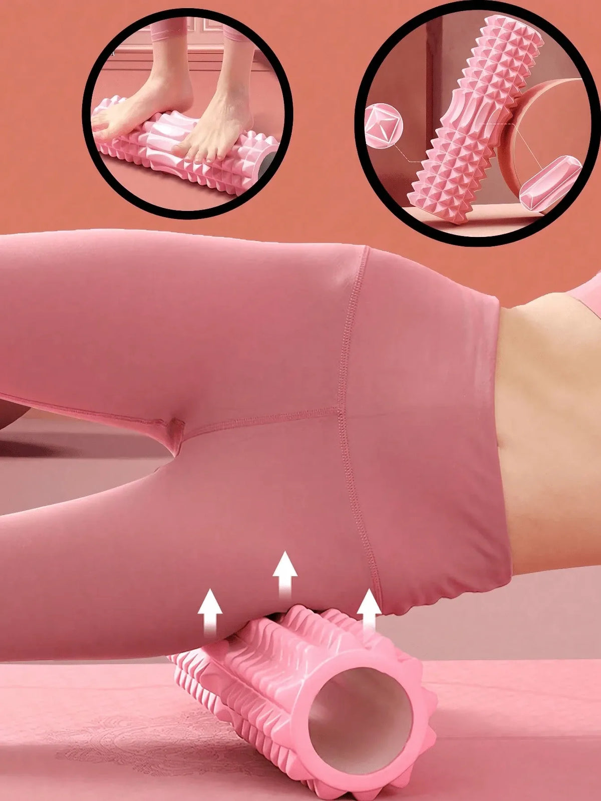 Textured Foam Yoga Roller – Lightweight Deep Tissue Massage Roller for Yoga, Pilates & Fitness