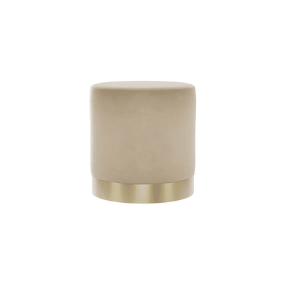 In Stock - Jaycee Beige & Gold Medium Round Stool Furniture