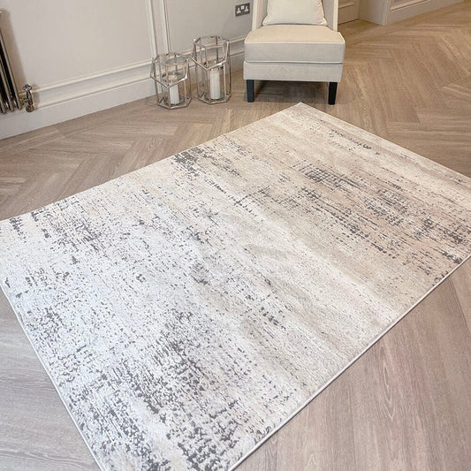 Jaxen Ivory & Beige Crosshatched Patterned Rug Rug