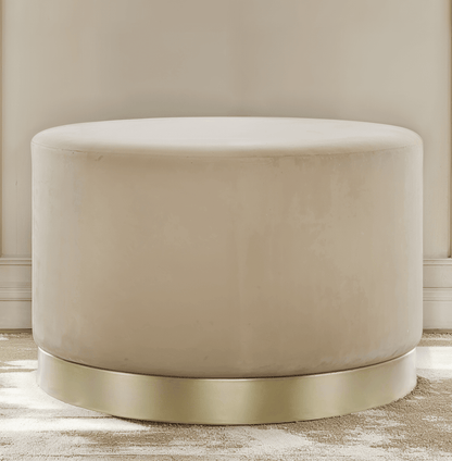 Jaycee Beige & Gold Large Round Stool Furniture