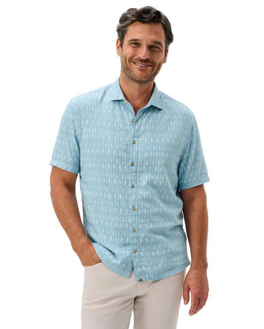 Johnnie-O Men's Beachley "Surf Flannel" Short Sleeve Button Down Shirt Apparel Johnnie-O Malibu Small
