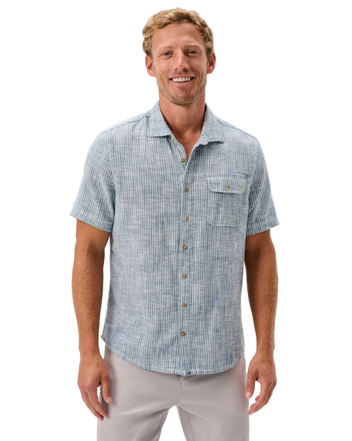 Johnnie-O Men's Ennis Short Sleeve Cotton Blend Button Down Shirt Apparel Johnnie-O Indigo Small