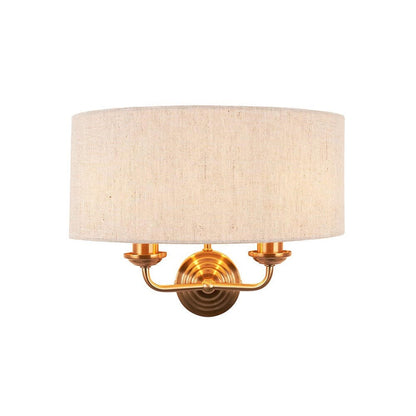 Juniper 2 Light Brass Wall Light with Neutral Shade Lighting