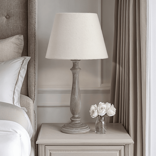 Kenwood Washed Wood Table Lamp with Neutral Shade Lighting